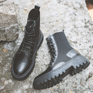 Bottines à talon bas épais tendance pour femmes, style chaussette - Product Image 3
