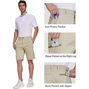 Pantalones cortos de golf chinos informales personalizados para hombre, pantalones cortos de golf de bloque de color de secado rápido al por mayor de calidad con patrón sólido - Product Image 3