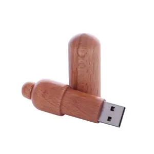 Wood Pill Shape Eco-Friendly Wooden usb driver USB 2.0 Flash Memory Drive 16GB 32GB 64GB USB Flash Drive