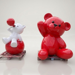 Estatua de Oso Rojo de Resina, Escultura de Animal de Fibra de Vidrio, Figura Decorativa Moderna para Decoración del Hogar y Exteriores, Exhibición Personalizada - Product Image 6