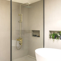 Robinet de douche mural moderne 3 fonctions chaud/froid en laiton brossé doré pour salle de bain domestique