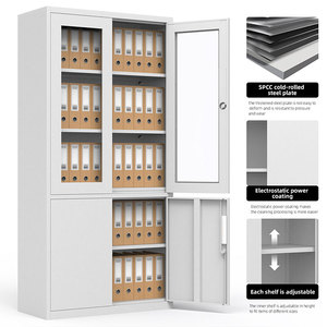 Gõ xuống chất lượng cao lưu trữ hiện đại Tủ cửa kính đồ nội thất sắt kim loại Xây Dựng Văn phòng thép Tủ hồ sơ - Product Image 3