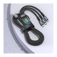 Grosir dengan LED 3 in 1 kabel pengisi daya 100W kawat Data USB mikro Tipe c transparan kabel Data pengisian daya Cepat