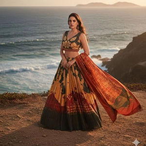 Nuevo y Moderno Lehenga Tradicional de Georgette con Blusa y Dupatta, Exportador y Proveedor Indio - Product Image 2