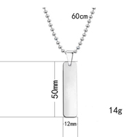 Collar con Colgante de Barra Vertical en Acero Inoxidable para Grabado Láser Personalizado con Nombre o Letra, Ideal para Regalos de Joyería DIY
