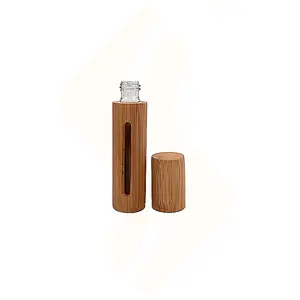 10ml Bamboo Shell Glass Roll On Bottles For Essential Oils With Stainless Steel Roller Balls Container