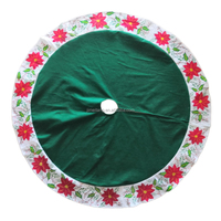 Jupe de sapin de Noël moderne et personnalisée en peluche motif flocon de neige et poinsettia, par JMT Chine ZHE