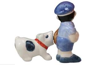 Cartero de cerámica con correo ladrón vagabundo perro Salero y pimentero juego de figuritas magnéticas 3,5 "alto Mostrador de cocina y comedor - Product Image 3