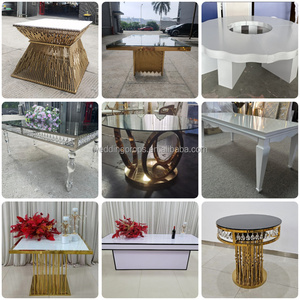 Thanh lịch và phong cách sự kiện đám cưới thép không gỉ bảng S hình dạng nửa mặt trăng đám cưới bảng S hình dạng kính bảng Top - Product Image 5