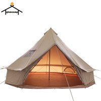 Tente cloche de glamping 5M Dia à double porte et parois, 6m avec toile 100% coton