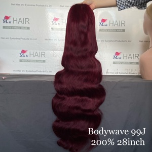 Perruque bouclée sans colle en cheveux humains vierges, ondulations profondes, densité 200%, couleur bordeaux 99J, 13x4, pour femme - Product Image 2
