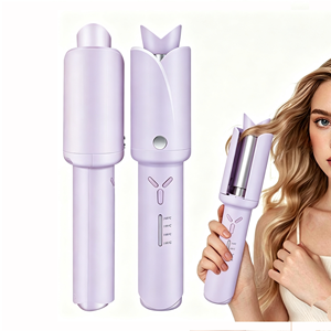 Fer à friser portable en céramique 1,5 pouce, 3 niveaux de température, écran LED, alimenté par batterie, blanc, pour tous types de cheveux, usage domestique - Product Image 1