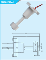 Interrupteur de niveau à flotteur en plastique pour machine à café, vanne d'entrée d'eau, 100VDC 0.5A, précision 0.1%, câble de 350mm
