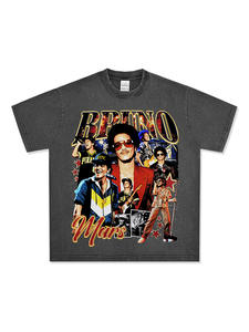 T-shirt da uomo a maniche corte in maglia 100% cotone, stile casual, ecologico, vestibilità ampia, motivo retrò americano <span class=keywords><strong>Bruno</strong></span> Mars, per il commercio transfrontaliero - Product Image 5