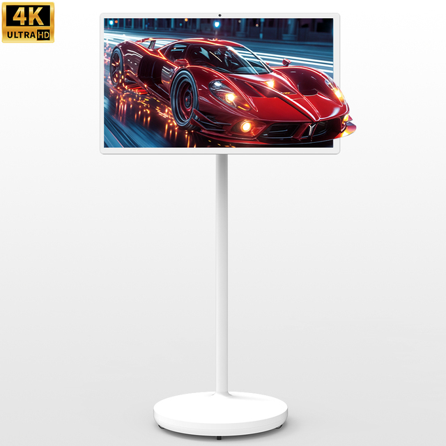 INFOCHIP 32 Inch 4K Smart Portable TV Ultra Narrow Bezel Wireless Indoor Android 15 Rolling TV With Built-in Camera