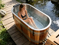 En stock en Californie, États-Unis : Baignoire de trempage à froid en cèdre rouge et acier 1HP avec refroidisseur Wi-Fi