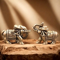 1 Buah Patung Gajah Kuningan Mini Hadiah Miniatur Ruang Tamu Kekayaan dan Keberuntungan Dekorasi Rumah