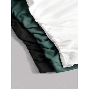 T-shirt court à manches longues froncé pour filles, col rond, coupe ajustée, blanc, décontracté - Product Image 2