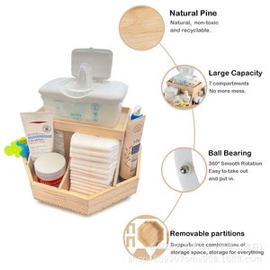 Estante de almacenamiento de pañales de madera para bebés, grande, cuadrado, color madera natural, para organizar artículos de bebé de 0 a 12 meses - Product Image 5