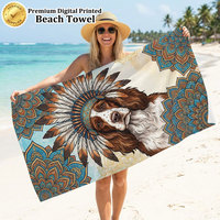 OEM Beach Towel Cotton Terry Custom Pattern Digital Printed 400GSM Thick Hotel Beach Towel Wholesale Factory