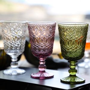 Verre à vin rouge vintage en verre gaufré, style européen, avec pied, pour vin de fruits coloré, idéal pour anniversaires et usage domestique - Product Image 4