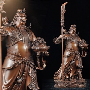 Pure copper Guan Gong figurine stand, precious Guan Gong carrying a sword, Wealth God store, company office opening gift - Product Image 2