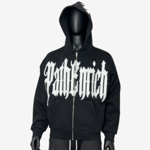 Fabbrica <span class=keywords><strong>di</strong></span> Streetwear personalizza la tua <span class=keywords><strong>marca</strong></span> <span class=keywords><strong>di</strong></span> abbigliamento OEM ODM ricamo Applique Patch <span class=keywords><strong>nera</strong></span> con cappuccio con Zip - Product Image 1