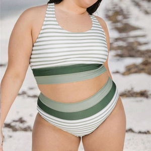 <span class=keywords><strong>Maillot</strong></span> de <span class=keywords><strong>bain</strong></span> deux pièces personnalisé pour <span class=keywords><strong>femme</strong></span>, <span class=keywords><strong>anti</strong></span>-<span class=keywords><strong>UV</strong></span>, couleur verte, bloc de couleurs, avec service OEM, motif imprimé - Product Image 1