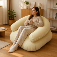 Canapé gonflable portable en PVC floqué épaissi, fauteuil gonflable en forme de U pour une personne avec accoudoirs, pour usage intérieur et extérieur