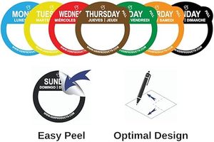 Etiqueta de día extraíble-1 pulgada-Peel Tab-Semana (Lunes-Sol) (7000 pegatinas)-Puntos de día de comida y <span class=keywords><strong>restaurante</strong></span> - Product Image 4