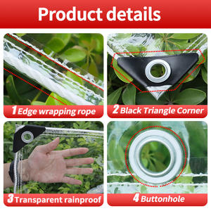 Bâche transparente anti-UV en PVC robuste de 0,3 mm/0,5 mm - Imperméable et coupe-vent pour pergola et patio - Product Image 3