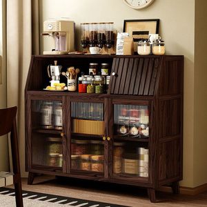 Buffet en bois massif, style moderne minimaliste, meuble de rangement pour salon, unité de rangement multifonctionnelle pour cuisine, à fixer au mur - Product Image 1