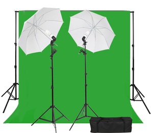 6x 9' Vert mousseline <span class=keywords><strong>fond</strong></span> deux parapluie doux photographie toile <span class=keywords><strong>de</strong></span> <span class=keywords><strong>fond</strong></span> support kit - Product Image 1