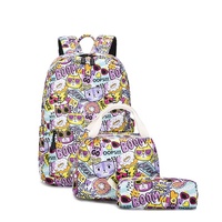 Sacs à dos d'école personnalisés pour enfants, ensemble de sacs cool pour enfants, ensemble de sacs à lunch étanche, espace avec graffiti, cartable pour garçons
