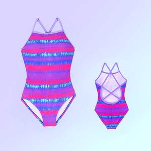 UV50 + 3D 프린팅 효과 다채로운 PBT 100% 폴리에스터 우수한 염소 저항 기능 훈련 대회 수영복 - Product Image 6