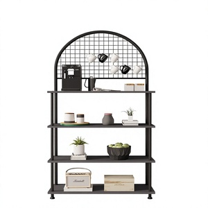 Étagère de cuisine avec support pour micro-ondes, organisateur pour cafetière et panneau arrière grillagé - Product Image 1