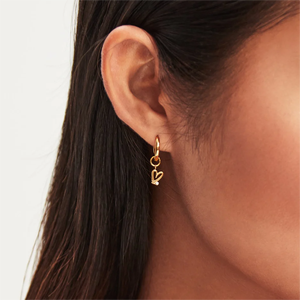 Bijoux personnalisés Boucles <span class=keywords><strong>d</strong></span>'oreilles populaires en acier inoxydable avec gribouillage en forme de cœur Boucles <span class=keywords><strong>d</strong></span>'oreilles pendantes en plaqué <span class=keywords><strong>or</strong></span> 18 carats Bijoux de mode pour femmes - Product Image 2