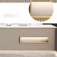 Bureau de réception de luxe en panneaux en L en bois pour extérieur, bureau, immeuble, salon, salle de sport, centre commercial, hôtel, école, hôpital, supermarché, bar, bar à domicile