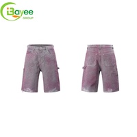 Jeans baggy pour homme personnalisés, denim délavé, effet usé, avec strass, shorts, pantalons, streetwear, jeans pour homme