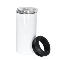 Vente en gros de porte-bière rond en acier inoxydable à double paroi isolé 4 en 1, 16 oz, sublimation vierge, refroidisseur de canettes avec ouvre-bouteille