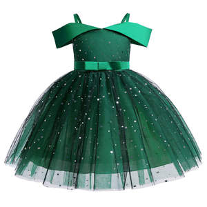 Abito da principessa blu ispirato a <span class=keywords><strong>Frozen</strong></span> per ragazze, abito da ballo in tulle lucido, maniche a sbuffo con spalle scoperte, abbigliamento per bambini da 3 a 10 anni - Product Image 5