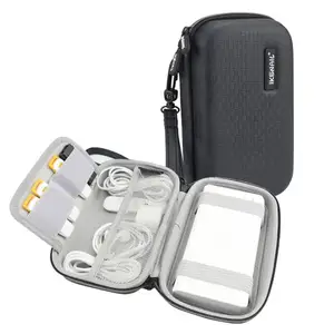 Membawa Kabel Penyimpanan Data Portabel Besar Headphone Kartu SD Casing Bank Daya EVA dengan Ritsleting