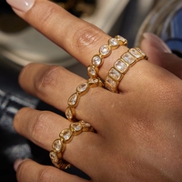 Minimalistischer 18K Vergoldeter Edelstahl Stapelring Rund Rechteckig Herz Tropfenform Kubisches Zirkonia Schmuck Großhandel OEM ODM