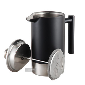 Cafetière à piston française isolée à double paroi HIGHWIN noire en acier inoxydable - Product Image 3