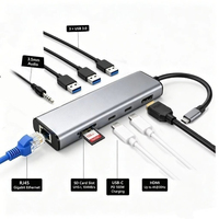 Hub USB 3.0 C 10 en 1 con 4K para Gigabit Ethernet, PD 100W, Lector de Tarjetas SD, Base de Aluminio para MacBook Pro, en Stock