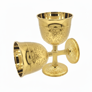 Copa de vino moderna, copa de vino real de latón macizo, cáliz gótico, paquete de copas, vitrinas, elegancia atemporal - Product Image 1