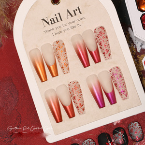 Colle à ongles <span class=keywords><strong>rouge</strong></span> de type UV pour le Nouvel An, dégradé satiné, teinture nouvelle <span class=keywords><strong>rouge</strong></span> sud, impression par transfert dorée, sans lavage, LED, designer français - Product Image 2