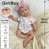 Poupée Reborn Artisanale CE/CPC Peinte à la Main 18 Pouces, Poupée Nouveau-né Douce en Silicone Intégral, Lavable, Bouche/Ongles Ouverts, Jouet Cadeau de Noël pour Fille
