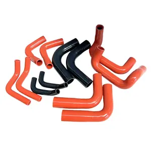 The cooling system of the automotive intercooler is connected to a curved silicone rubber hose