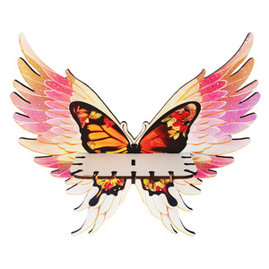 American country style wooden openwork butterfly wall <b>shelf</b> for bedroom and living room home decoration wooden handicrafts. - Product Image 5